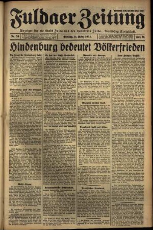 Erste Ausgabe vom Freitag, den 11. März 1932.