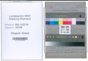 Entnazifizierung Robert Wiegand , geb. 18.04.1897 (Schlosser)