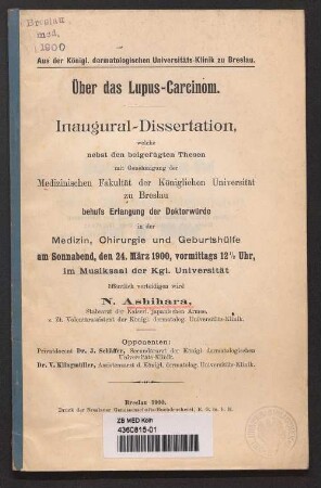 Über das Lupus-Carcinom