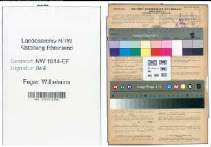 Entnazifizierung Wilhelmina Feger , geb. 03.07.1889 (Lehrerin)