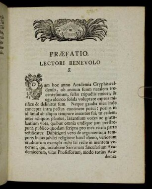 Præfatio. Lectori Benevolo S.