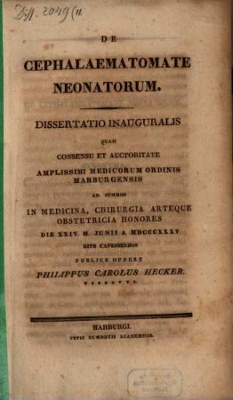De cephalaematomate neonatorum : Diss. inaug.