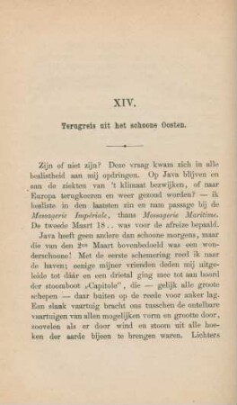 XIV. Terugreis uit het schoone Oosten