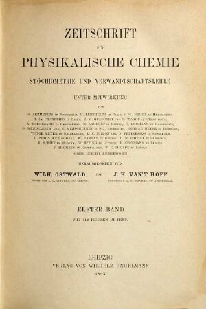 Zeitschrift für physikalische Chemie. 11. 1893