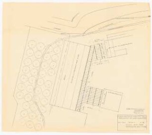 Bundesgartenschau 1955, Kassel: Zisselzeltkaschierung durch Pergolen an der Orangerie 1:200