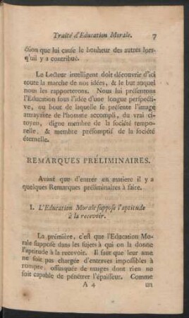 Remarques préliminaires