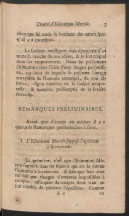 Remarques préliminaires