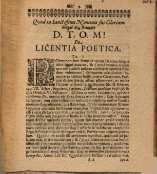 Diss. poetico-mor. de licentia poetica