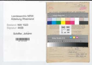 Entnazifizierung Johann Schiffer , geb. 10.02.1895 (Baeckeremeister)