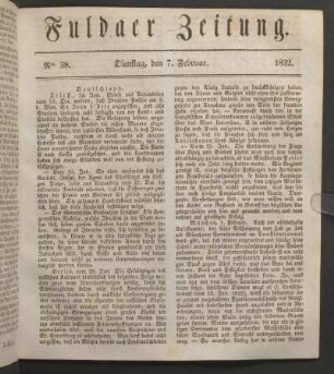 Dienstag, den 7. Februar. 1832