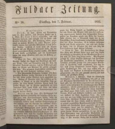 Dienstag, den 7. Februar. 1832