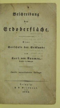 Beschreibung der Erdoberfläche : eine Vorschule der Erdkunde