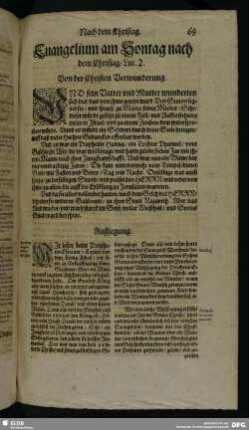Evangelium am Sontag nach dem Christag, Luc. 2