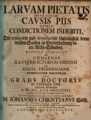 Larvam Pietatis Detractam Cavsis Piis Qvoad Condictionem Indebiti