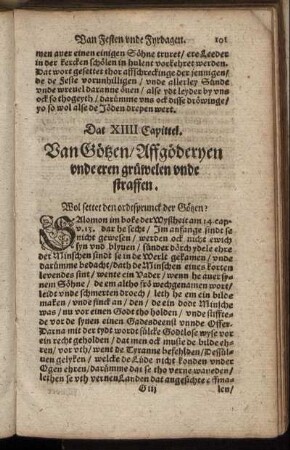 Dat XIIII. Capittel. Van Götzen, Affgöderyen unde eren grüwelen unde straffen.