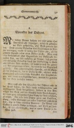 1. Charakter des Dichters