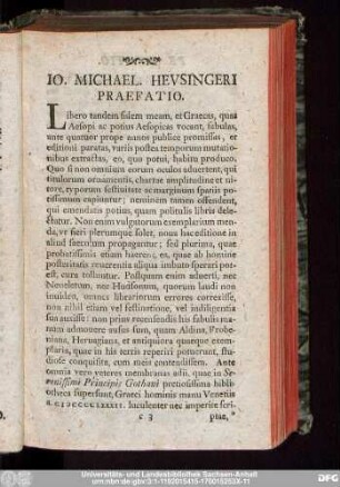 Io. Michael. Heusingeri Praefatio.