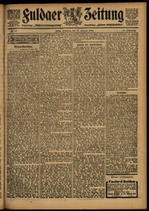 Dritte Ausgabe vom Samstag, den 27. Februar 1904.