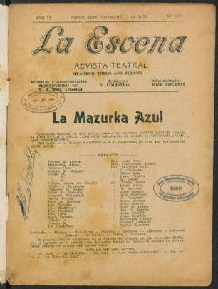 La mazurka azul : grandiosa opereta en tres actos