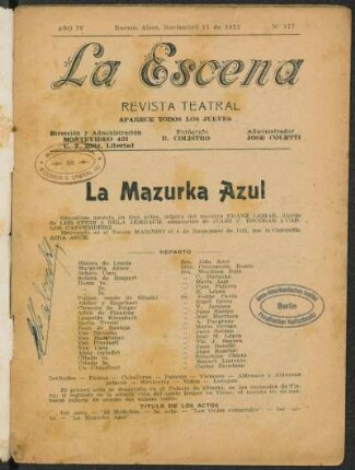 La mazurka azul : grandiosa opereta en tres actos