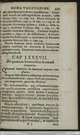 Cap LXXXVII. De quatuor humoribus humani corporis