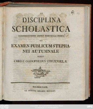 1,1: De Disciplina Scholastica ... Qua Examen Publicum Stephanei Autumnale