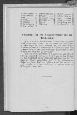 Grundsätze für den Geschäftsverkehr mit der Reichsbank.