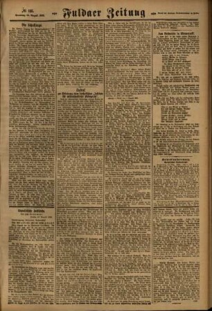 Zweite Ausgabe vom Sonntag, den 13. August 1922.