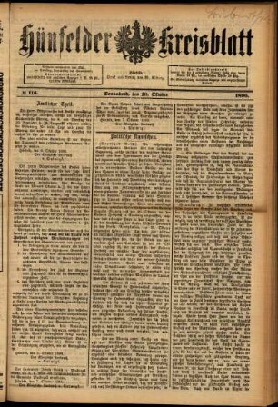Ausgabe vom Samstag, den 10. Oktober 1896.