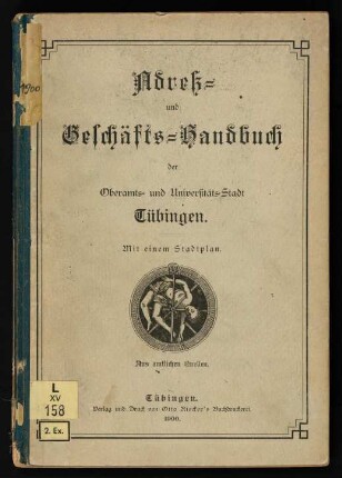 Amtliches Adreßbuch von Stadt und Bezirk Tübingen
