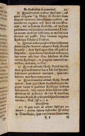 61-66, Dimissoriae literae