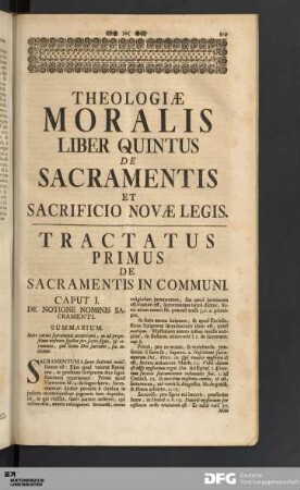 Tractatus Primus De Sacramentis In Communi.