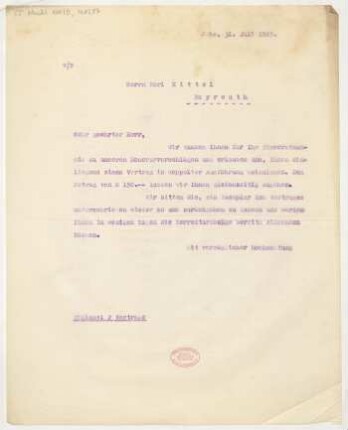 Brief an Carl Kittel : 31.07.1925