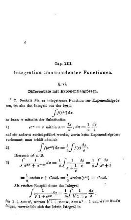Cap. XIII. Integration transcendenter Functionen.