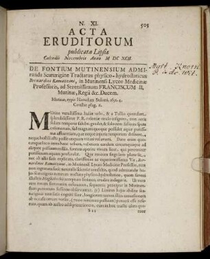 N. XI. [...] Calendis Novembris Anno M DC XCII.