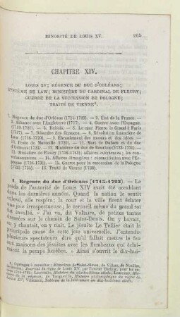 Chapitre XIV. Louis XV; régence du duc d'Orléans; systéme de Law; ministére du cardinal de Fleury; guerre de la succession de Pologne; traité de Vienne