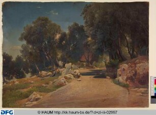 Weg in einer Landschaft mit Bäumen bei Tivoli