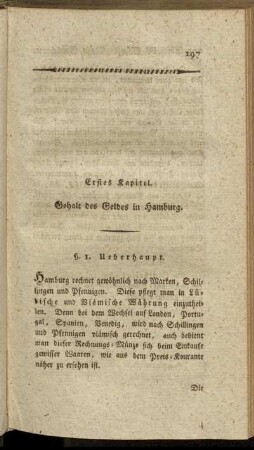 Erstes Kapitel. Gehalt des Geldes in Hamburg.