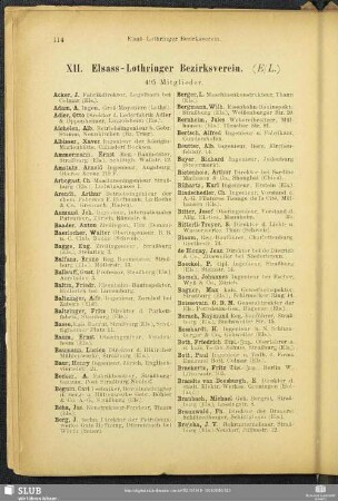 XII. Elsass-Lothringer Bezirksverein.