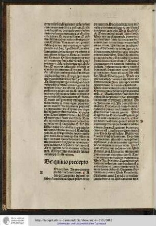 [N]on occides. In quo precepto prohibetur homicidium, a quo peccato primo deberet cohibere homines...