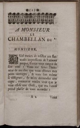 A Monsieur Le Chambellan de *.