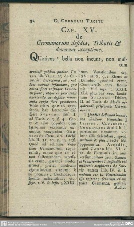 Cap. XV. de Germanorum desidia, Tributis & donorum acceptione