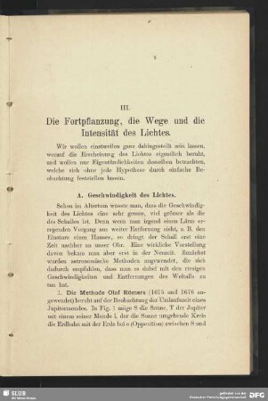A. Geschwindigkeit des Lichtes