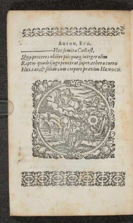 [Der Prophet Elias schaut in einer Vision feurige Kriegswagen; Holzschnitt]