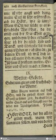 IX. Wetter-Gebete