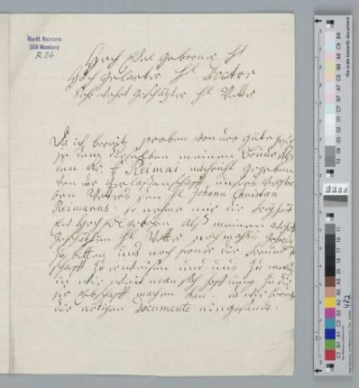 Brief an Johann Albert Heinrich Reimarus