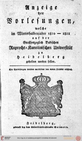 Wintersemester 1810/1811