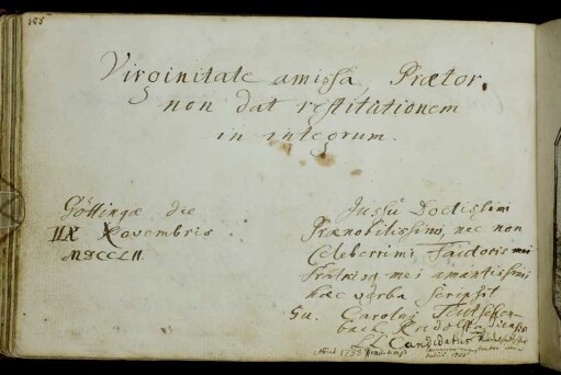 Wilhelm Carl Teutschenbach. Göttingen, 8.11.1752.