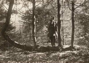 Rudolf Zimmermann am Harfenbaum : Porträt des Ornithologen und Naturforschers Rudolf Zimmermann. Harfen-(Weymouths)Kiefer am Litschener Teich bei Lohsa in der Oberlausitzer Niederung