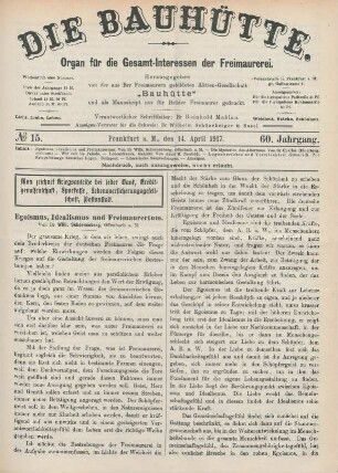 No. 15. Frankfurt a.M., den 14. April 1917. 60. Jahrgang.